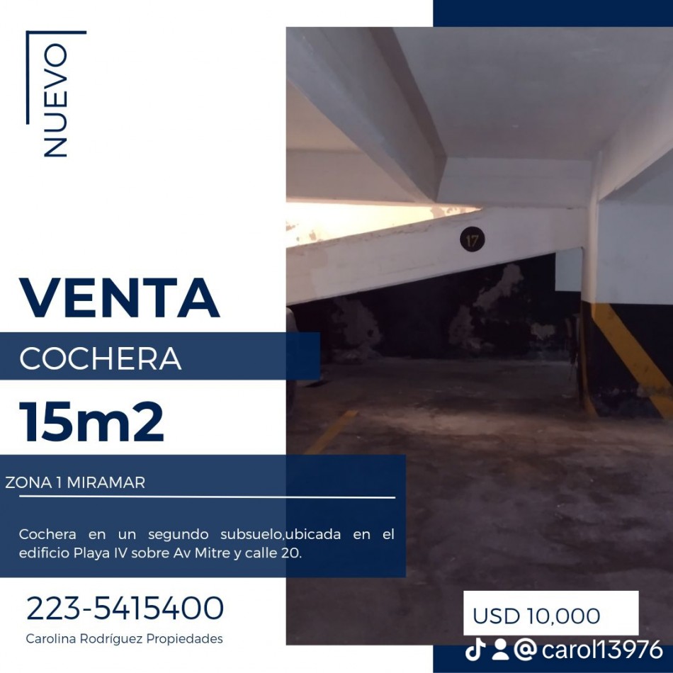 VENTA DE COCHERA ZONA 1 